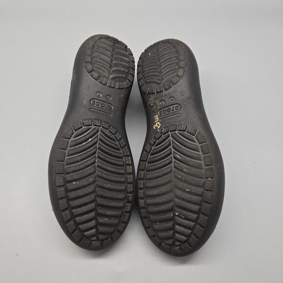 Crocs Mary Jane Kadee Size 7 Black Slip On Rubber Ballet Flats Shoes - Picture 10 of 11